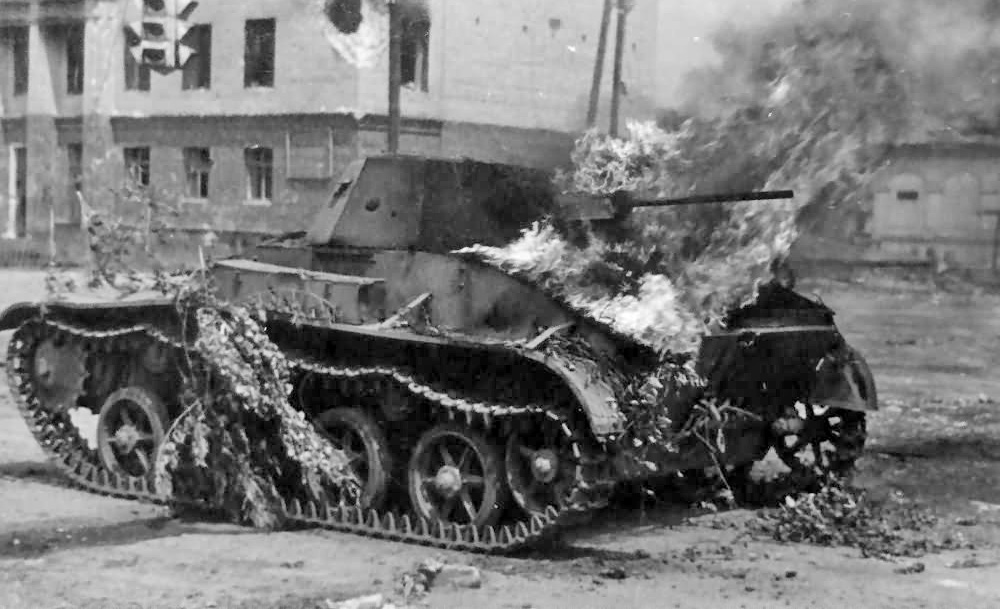 Burning T-60 Tank. Operation Barbarossa