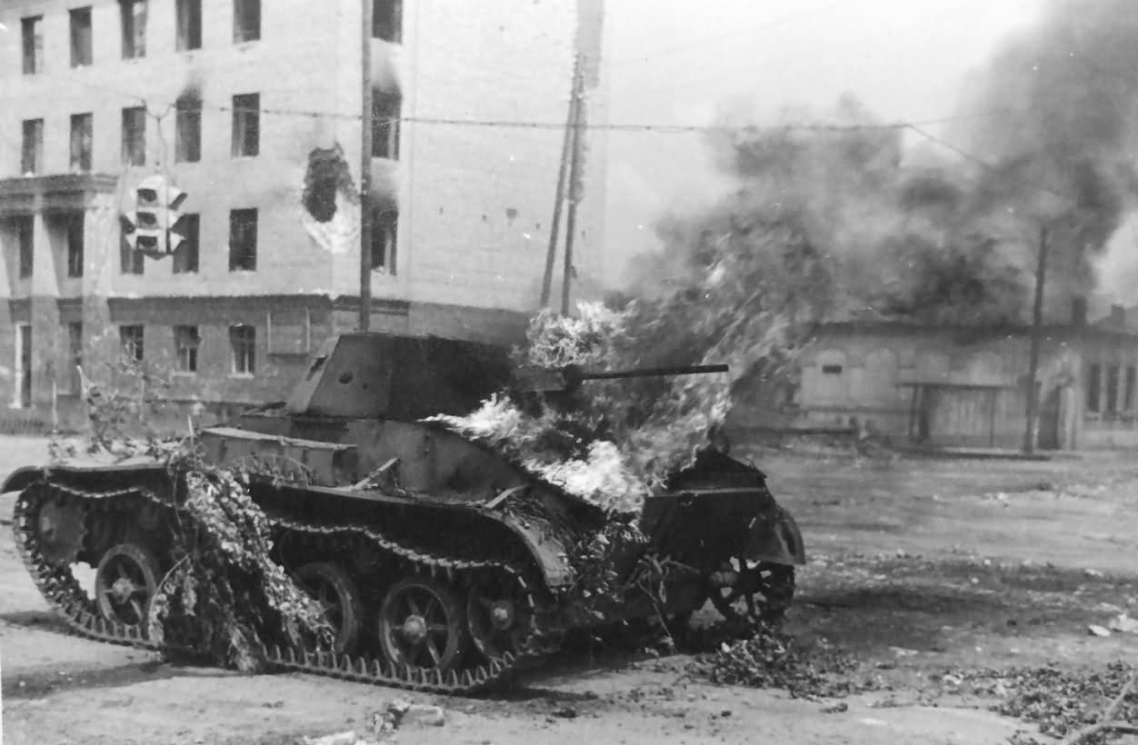 Burning T-60 Tank. Operation Barbarossa