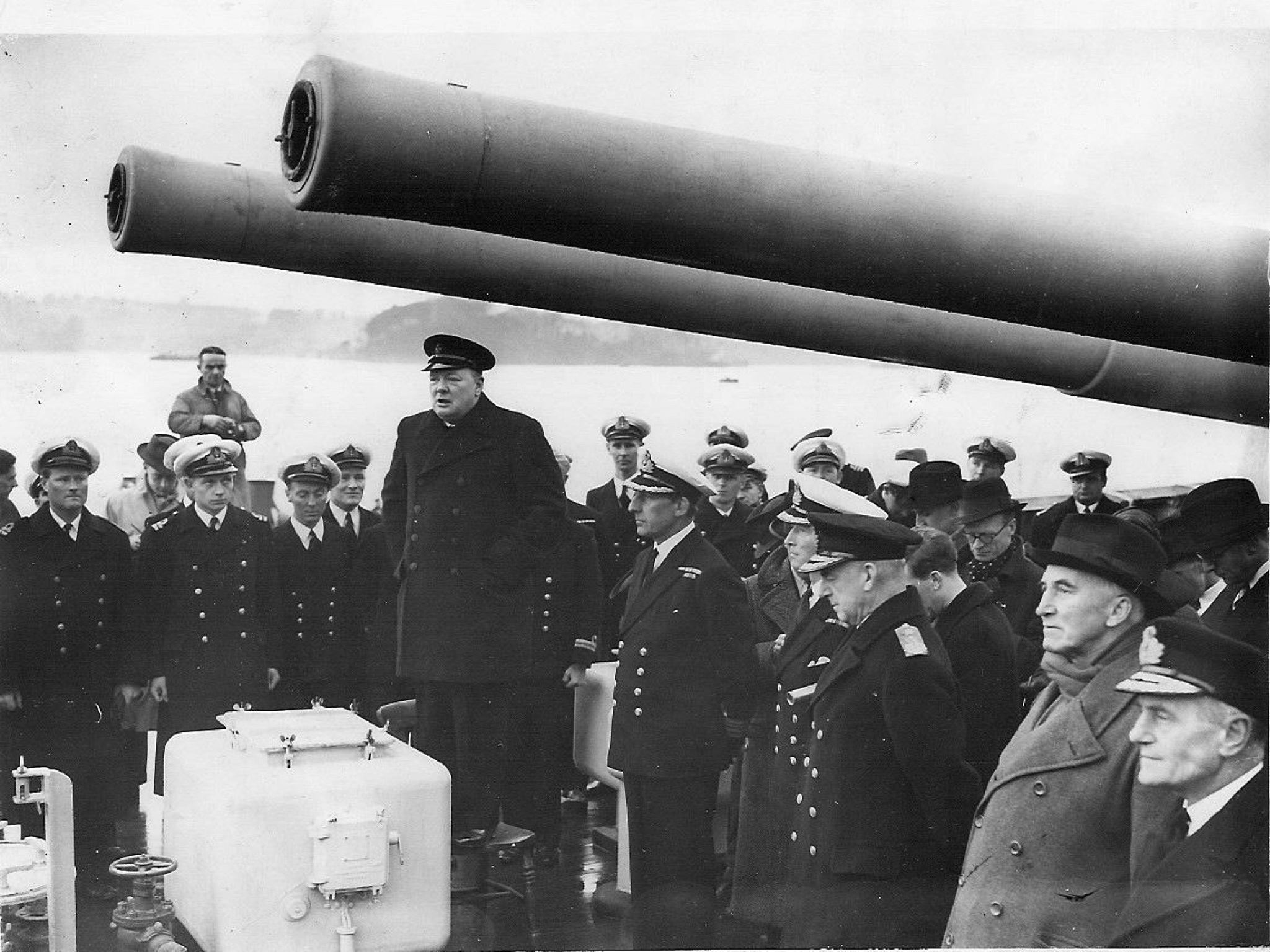 Churchill speaking to the crew of HMS Exeter