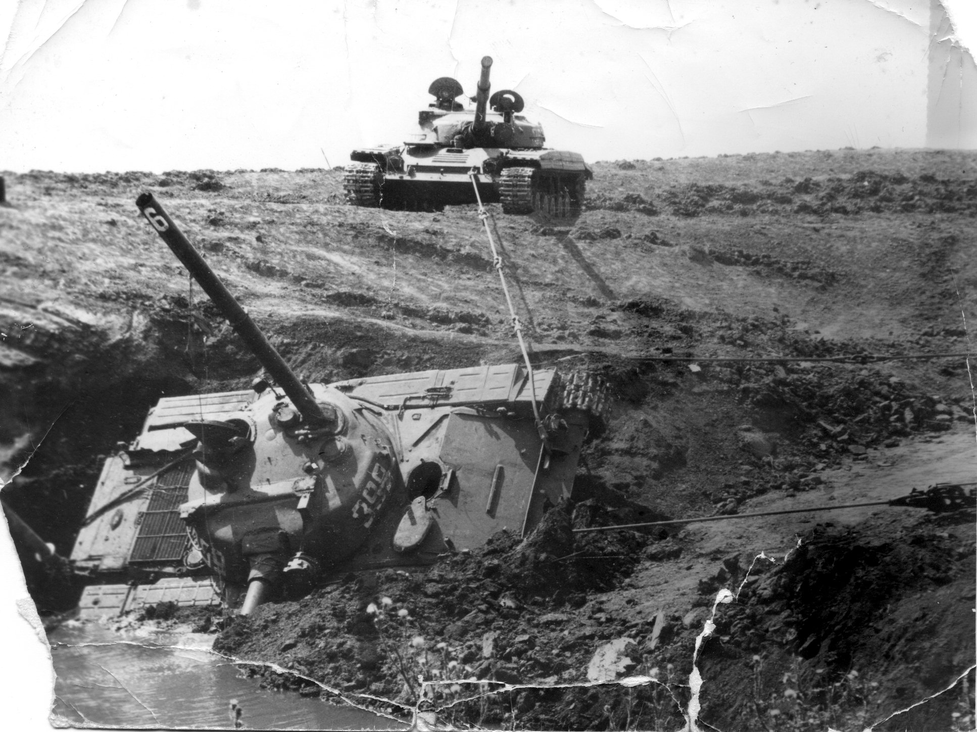 Soviet T-64 tank stuck in the mud