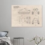 PzKpfw VI Tiger Profile Drawing | Premium Matte Paper Poster