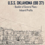 USS Oklahoma (BB-37) Profile Drawing | Premium Matte Paper Poster with Hanger
