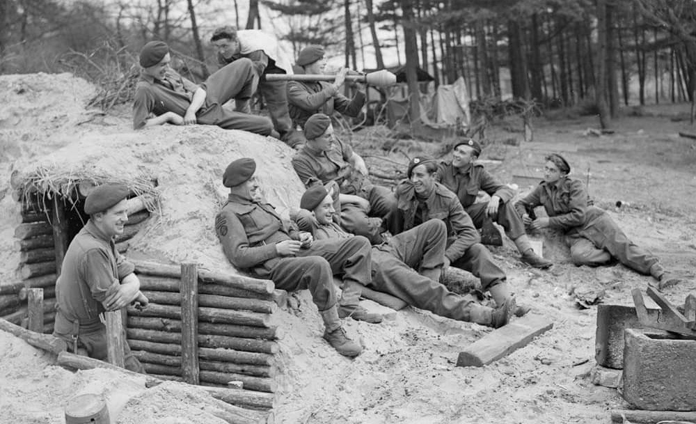 "E" Troop of the 45th Royal Marine Commandos, attached to the 1st Commando Brigade, resting in Drevenack after the assault on Wesel Germany - March 28, 1945