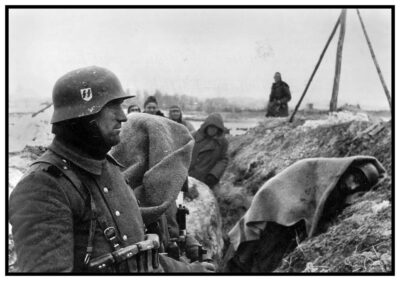 Waffen-SS in a trench, in the cold. Estonia, Narva, 1944