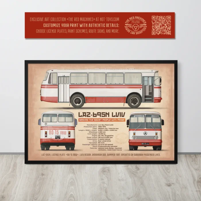 LAZ-695N Soviet Bus Framed Poster
