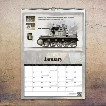 Panzer Camouflage Wall Calender 2026 January